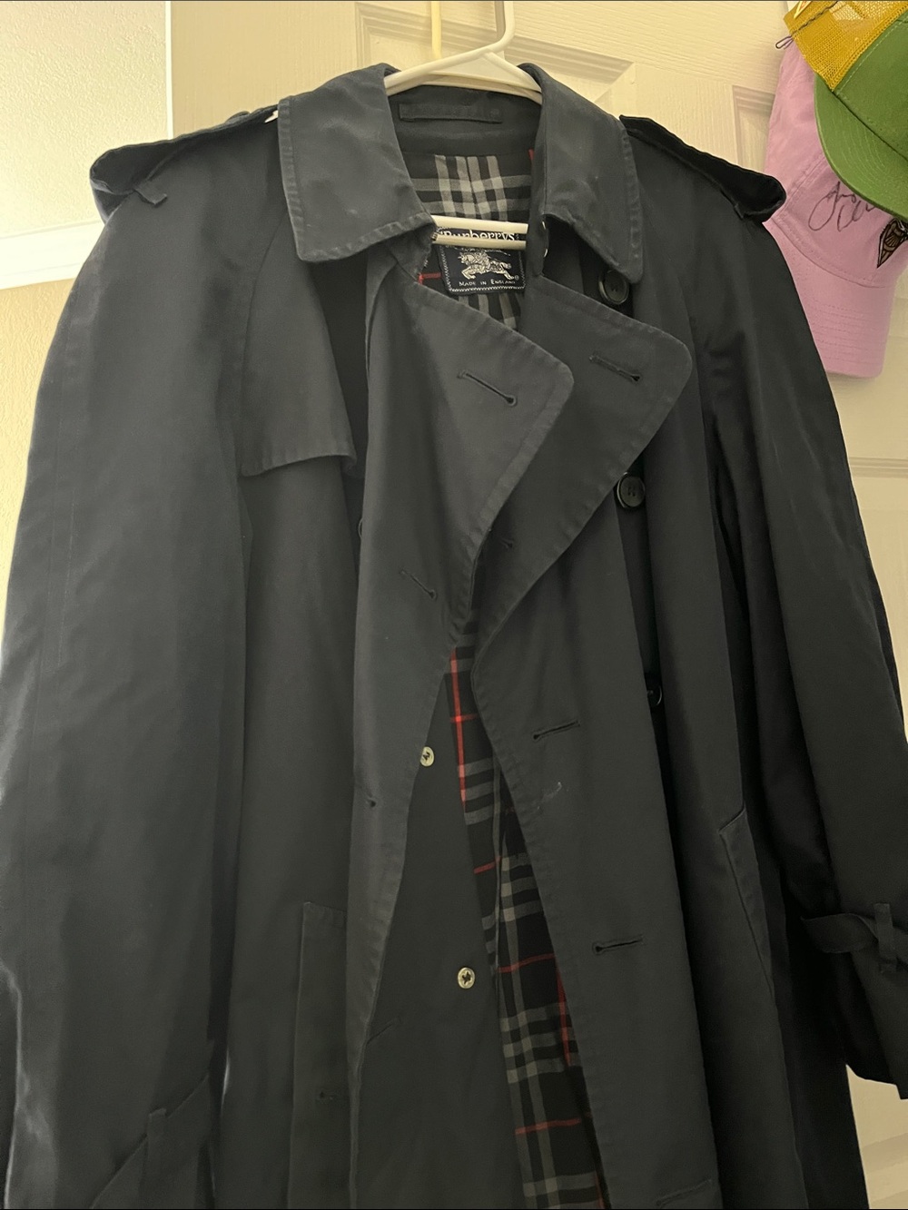 Burberry Navy Trench Coat with Classic Check Lining